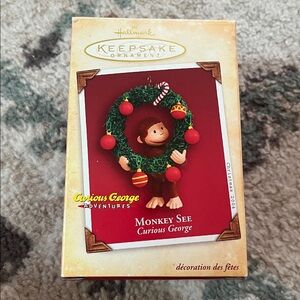 VTG Hallmark Curious George Monkey See Ornament 2004